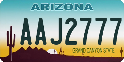 AZ license plate AAJ2777