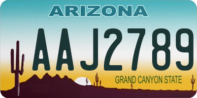 AZ license plate AAJ2789