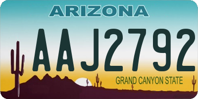 AZ license plate AAJ2792