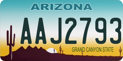 AZ license plate AAJ2793