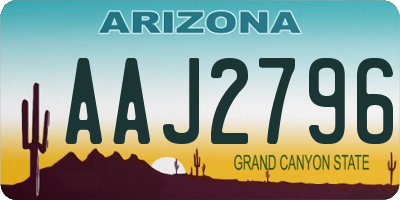 AZ license plate AAJ2796