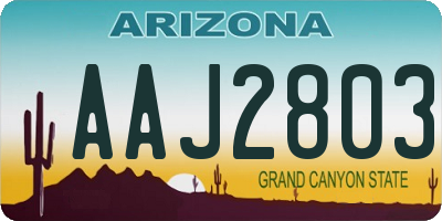 AZ license plate AAJ2803
