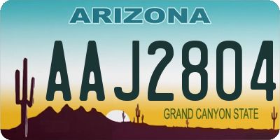 AZ license plate AAJ2804