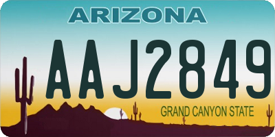 AZ license plate AAJ2849