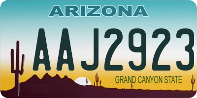 AZ license plate AAJ2923