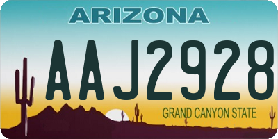 AZ license plate AAJ2928