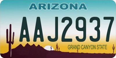 AZ license plate AAJ2937