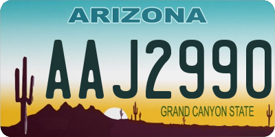 AZ license plate AAJ2990