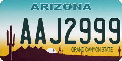 AZ license plate AAJ2999