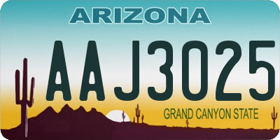 AZ license plate AAJ3025