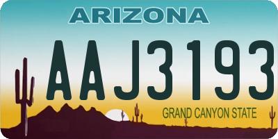 AZ license plate AAJ3193