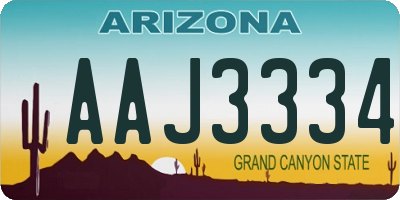 AZ license plate AAJ3334