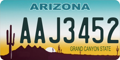 AZ license plate AAJ3452
