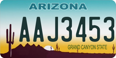 AZ license plate AAJ3453