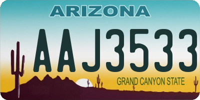 AZ license plate AAJ3533