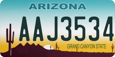 AZ license plate AAJ3534