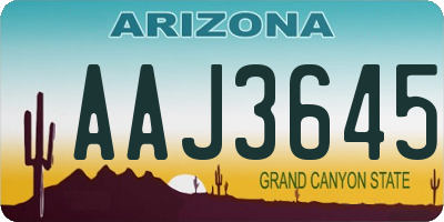 AZ license plate AAJ3645