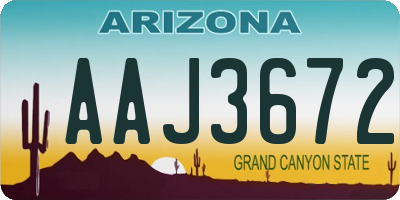 AZ license plate AAJ3672