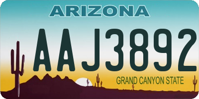 AZ license plate AAJ3892