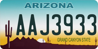 AZ license plate AAJ3933