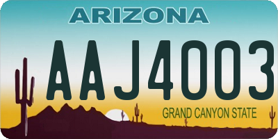 AZ license plate AAJ4003