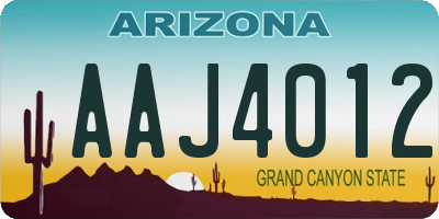 AZ license plate AAJ4012