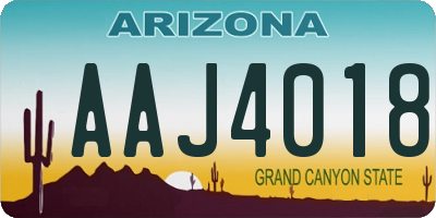 AZ license plate AAJ4018