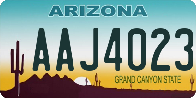 AZ license plate AAJ4023