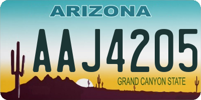 AZ license plate AAJ4205