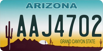 AZ license plate AAJ4702