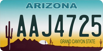 AZ license plate AAJ4725