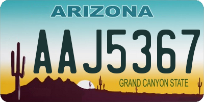 AZ license plate AAJ5367