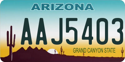 AZ license plate AAJ5403
