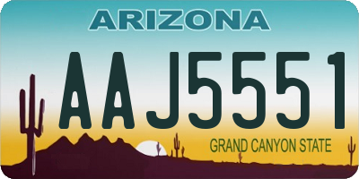 AZ license plate AAJ5551