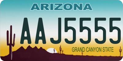 AZ license plate AAJ5555