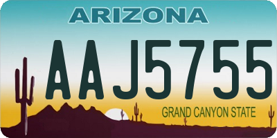AZ license plate AAJ5755