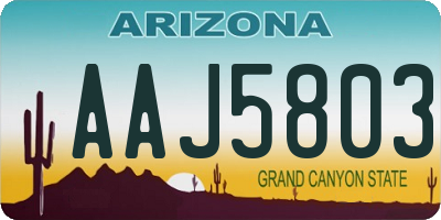 AZ license plate AAJ5803