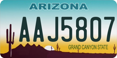 AZ license plate AAJ5807