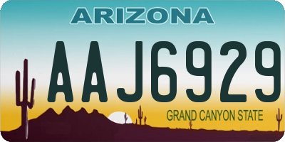 AZ license plate AAJ6929