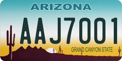 AZ license plate AAJ7001