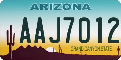 AZ license plate AAJ7012