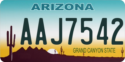 AZ license plate AAJ7542