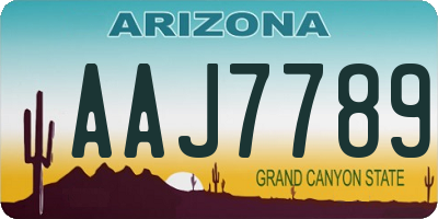 AZ license plate AAJ7789