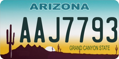 AZ license plate AAJ7793