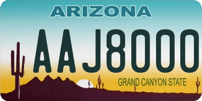 AZ license plate AAJ8000
