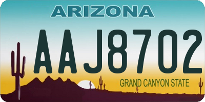 AZ license plate AAJ8702