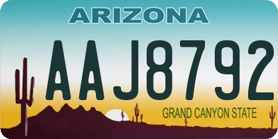 AZ license plate AAJ8792