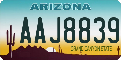 AZ license plate AAJ8839