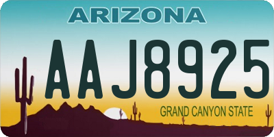 AZ license plate AAJ8925