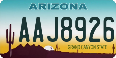 AZ license plate AAJ8926